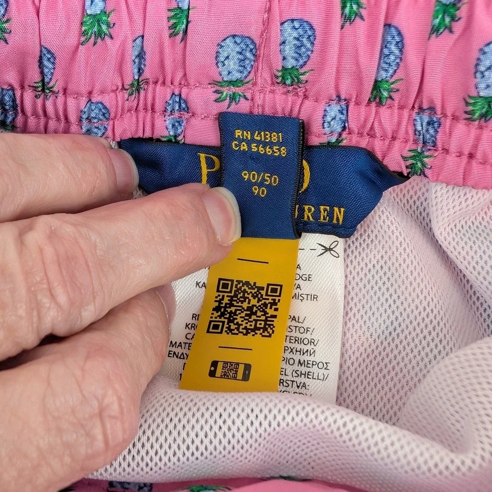 Polo Ralph Lauren Kids Pink Blue Pineapple Swim‎ Trunks Size 2